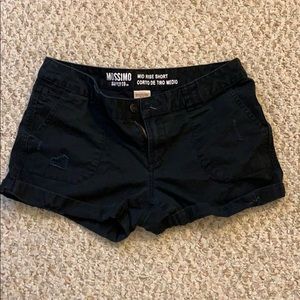 Black Mid Rise Shorts